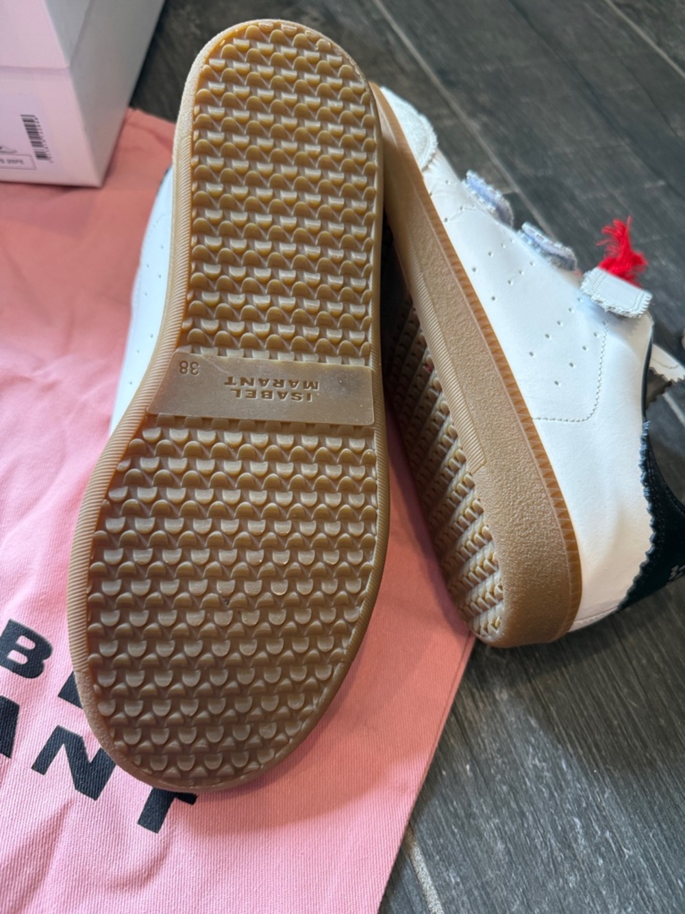 Isabel Marant White and Beige Leather Velcro Sneakers - Picture 4 of 6